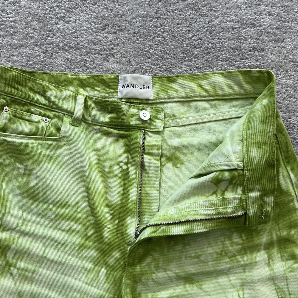Wandler Magnolia Wide Leg Jeans Womens 31 Green High Rise Made Italy Tie Dye - Picture 6 of 16